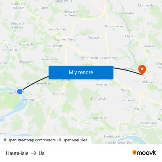 Haute-Isle to Us map