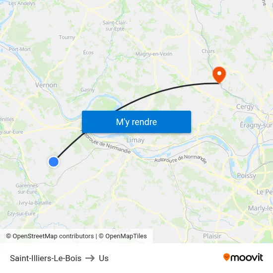 Saint-Illiers-Le-Bois to Us map