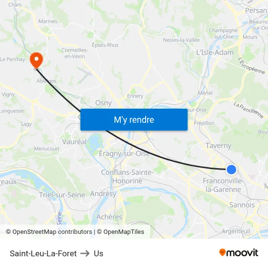 Saint-Leu-La-Foret to Us map