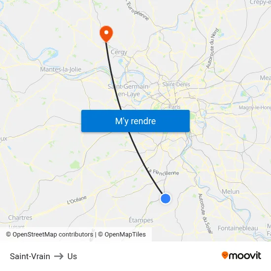 Saint-Vrain to Us map