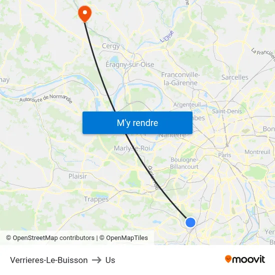 Verrieres-Le-Buisson to Us map