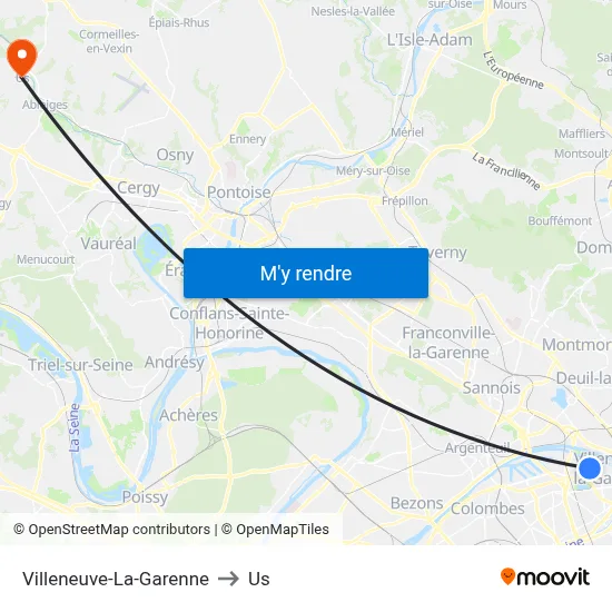 Villeneuve-La-Garenne to Us map
