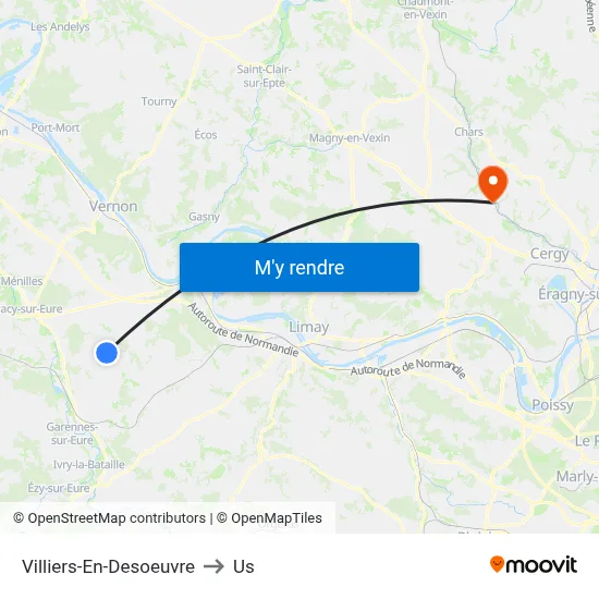 Villiers-En-Desoeuvre to Us map
