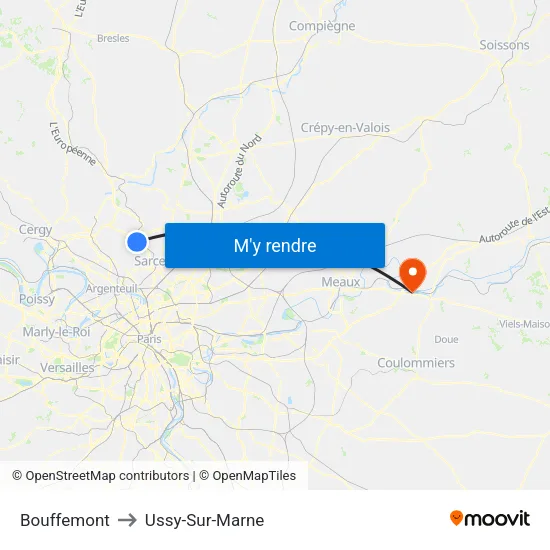 Bouffemont to Ussy-Sur-Marne map