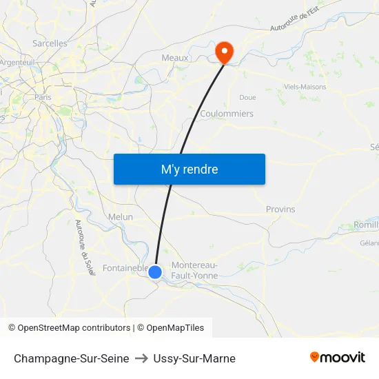 Champagne-Sur-Seine to Ussy-Sur-Marne map