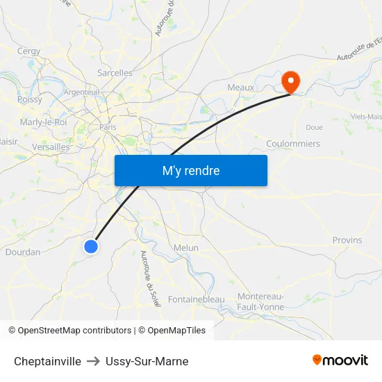 Cheptainville to Ussy-Sur-Marne map