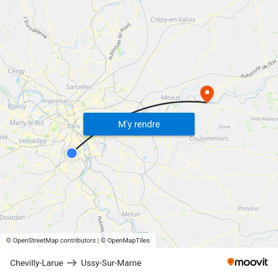 Chevilly-Larue to Ussy-Sur-Marne map