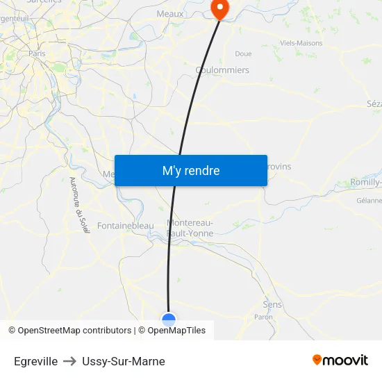Egreville to Ussy-Sur-Marne map