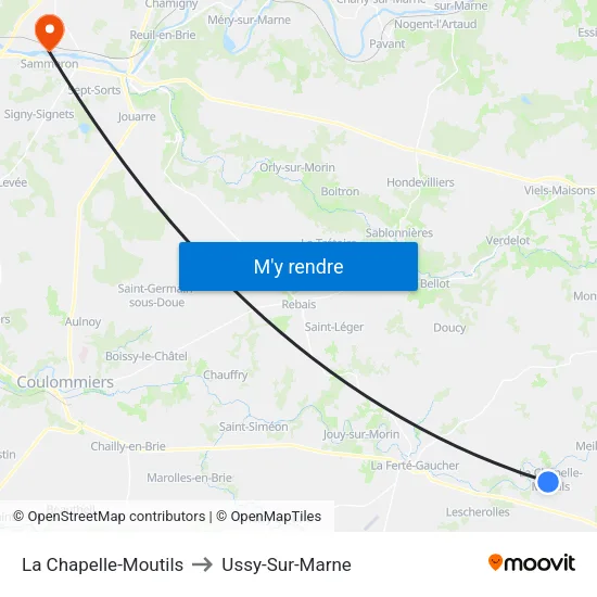 La Chapelle-Moutils to Ussy-Sur-Marne map