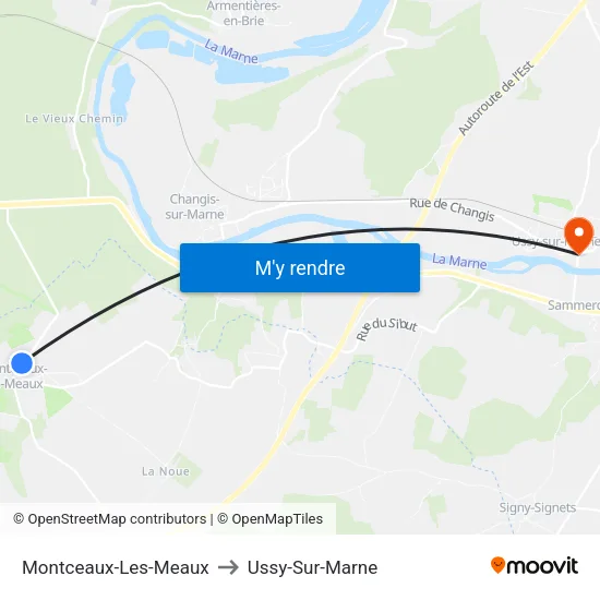 Montceaux-Les-Meaux to Ussy-Sur-Marne map