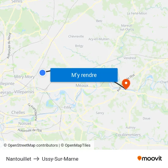 Nantouillet to Ussy-Sur-Marne map