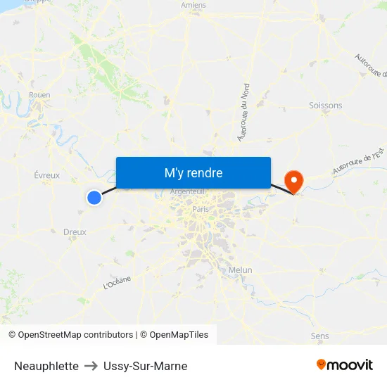 Neauphlette to Ussy-Sur-Marne map