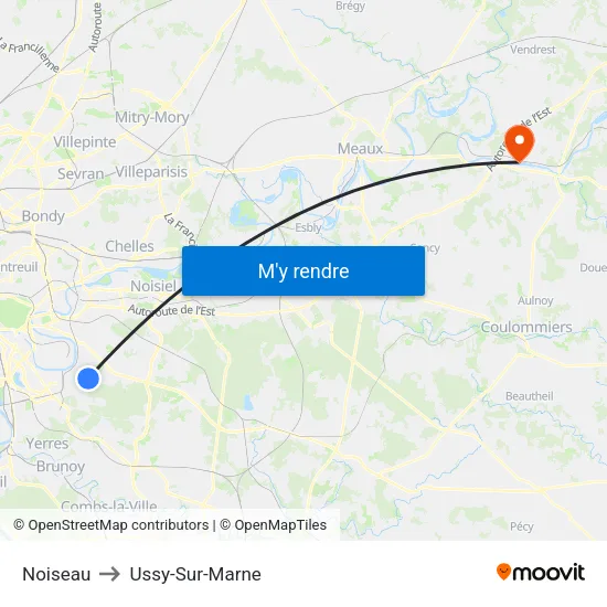 Noiseau to Ussy-Sur-Marne map