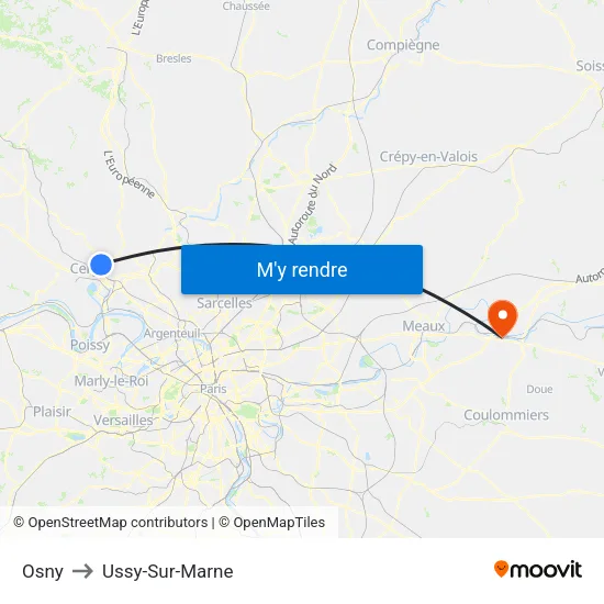 Osny to Ussy-Sur-Marne map