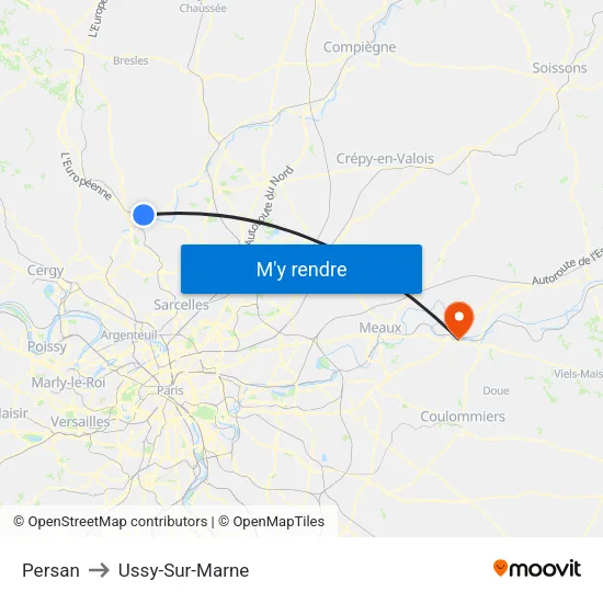 Persan to Ussy-Sur-Marne map
