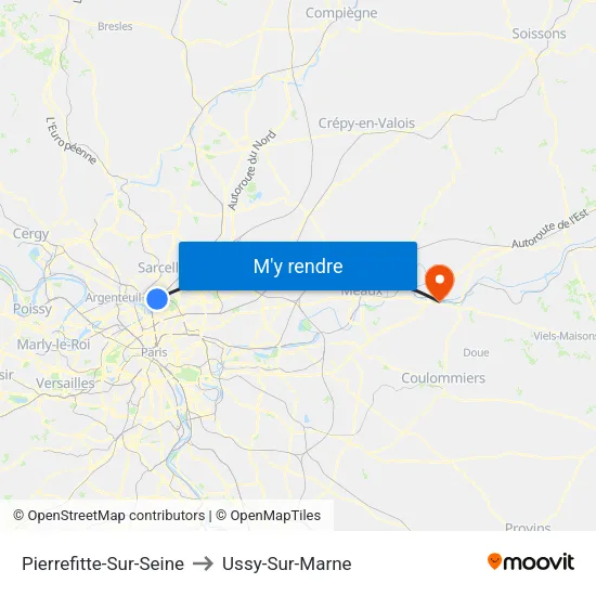 Pierrefitte-Sur-Seine to Ussy-Sur-Marne map