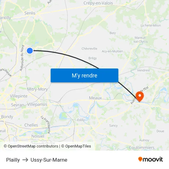 Plailly to Ussy-Sur-Marne map