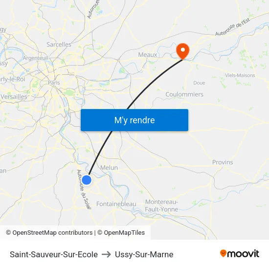 Saint-Sauveur-Sur-Ecole to Ussy-Sur-Marne map