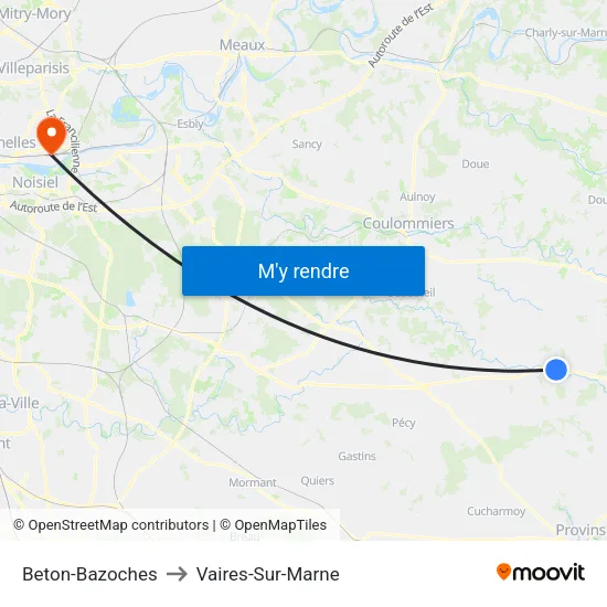 Beton-Bazoches to Vaires-Sur-Marne map
