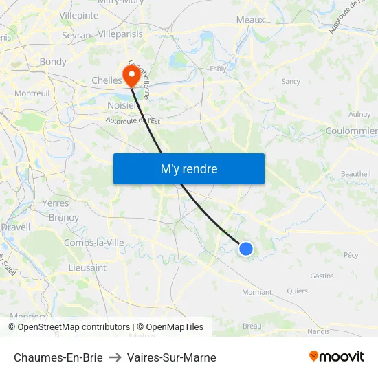 Chaumes-En-Brie to Vaires-Sur-Marne map