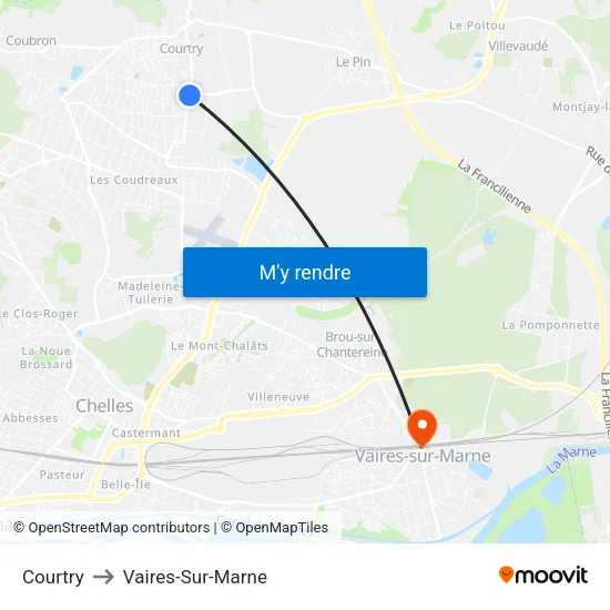 Courtry to Vaires-Sur-Marne map