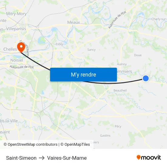 Saint-Simeon to Vaires-Sur-Marne map