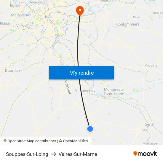 Souppes-Sur-Loing to Vaires-Sur-Marne map