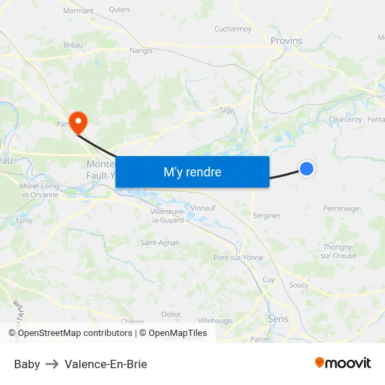 Baby to Valence-En-Brie map
