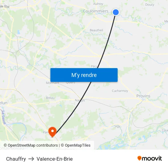 Chauffry to Valence-En-Brie map