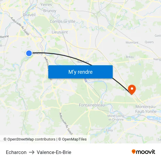 Echarcon to Valence-En-Brie map