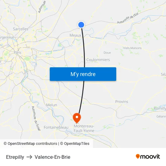Etrepilly to Valence-En-Brie map