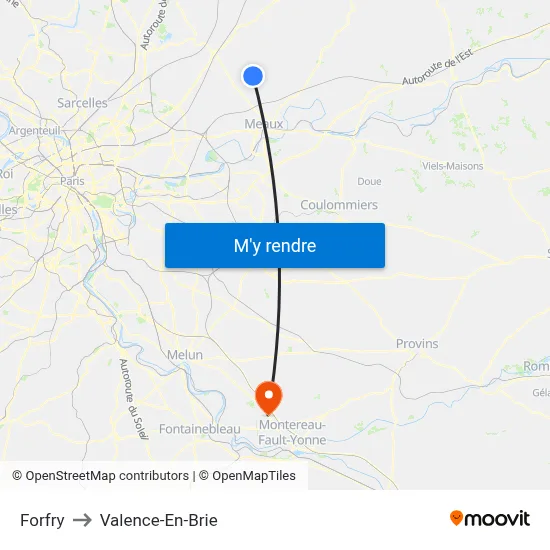 Forfry to Valence-En-Brie map