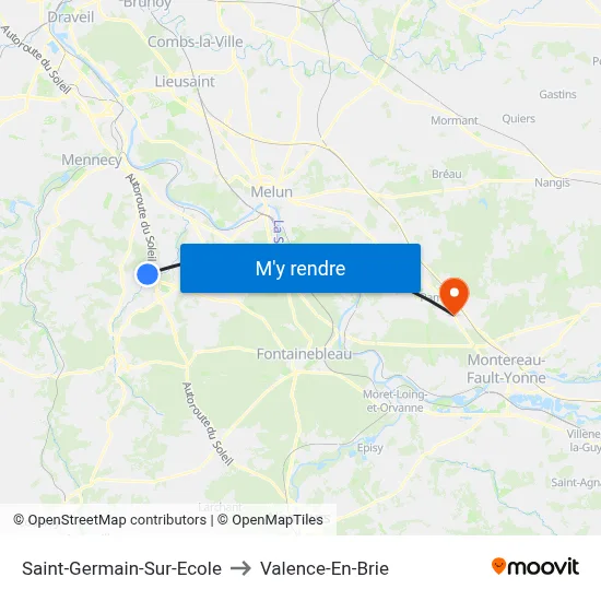 Saint-Germain-Sur-Ecole to Valence-En-Brie map