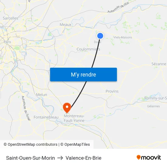 Saint-Ouen-Sur-Morin to Valence-En-Brie map