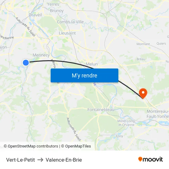 Vert-Le-Petit to Valence-En-Brie map
