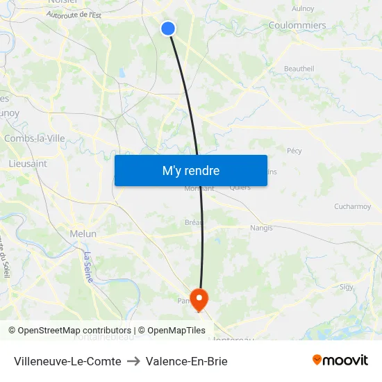 Villeneuve-Le-Comte to Valence-En-Brie map