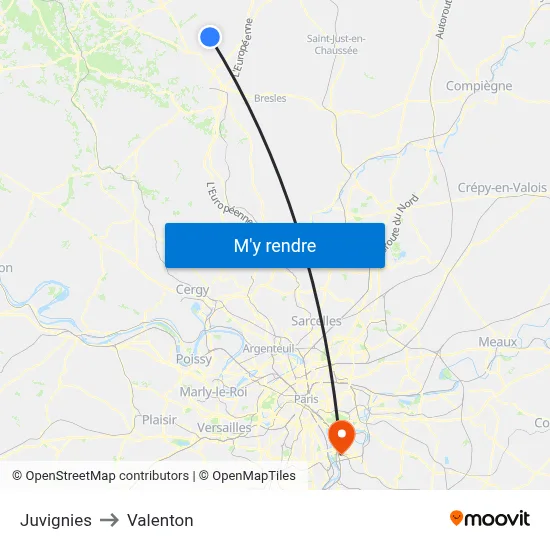 Juvignies to Valenton map