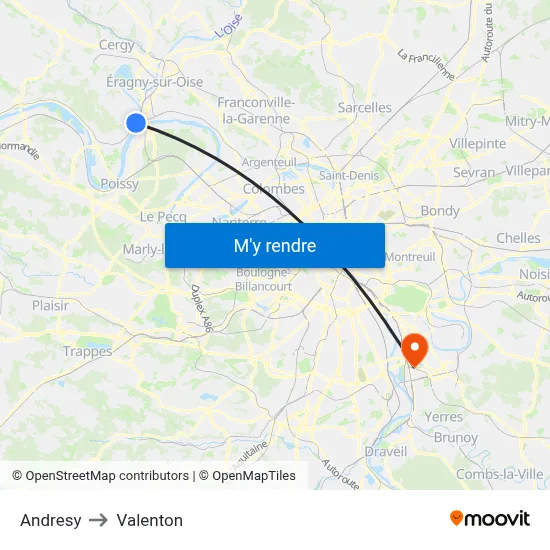 Andresy to Valenton map