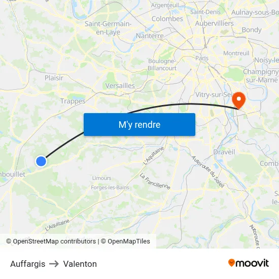 Auffargis to Valenton map