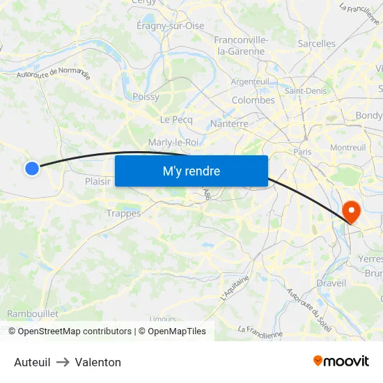 Auteuil to Valenton map