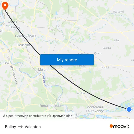 Balloy to Valenton map