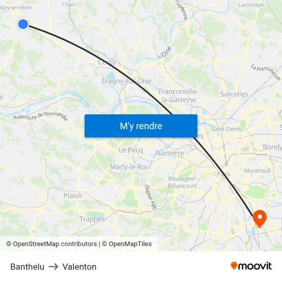 Banthelu to Valenton map