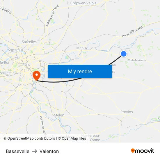 Bassevelle to Valenton map