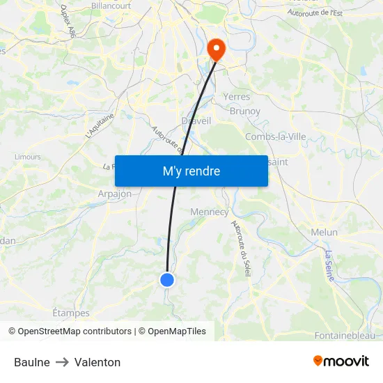Baulne to Valenton map