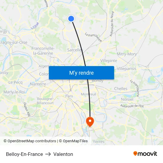 Belloy-En-France to Valenton map