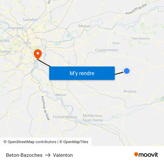 Beton-Bazoches to Valenton map