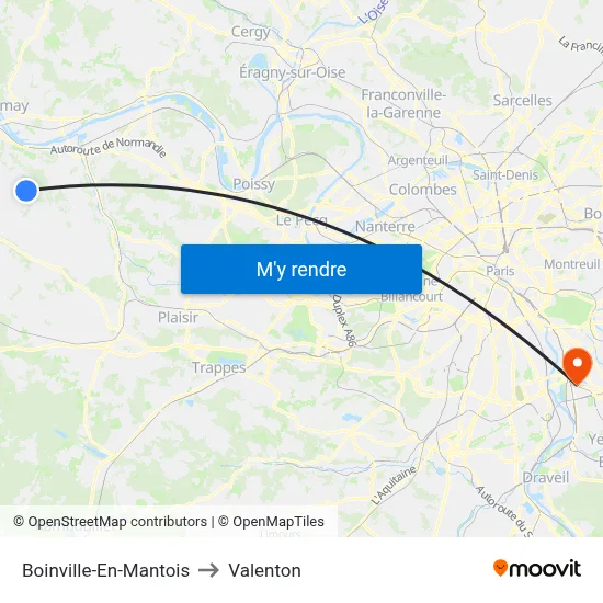 Boinville-En-Mantois to Valenton map