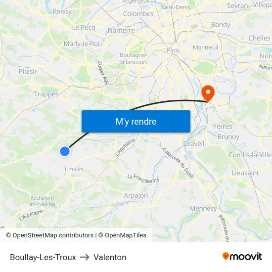 Boullay-Les-Troux to Valenton map