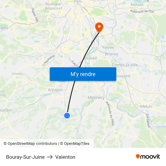 Bouray-Sur-Juine to Valenton map