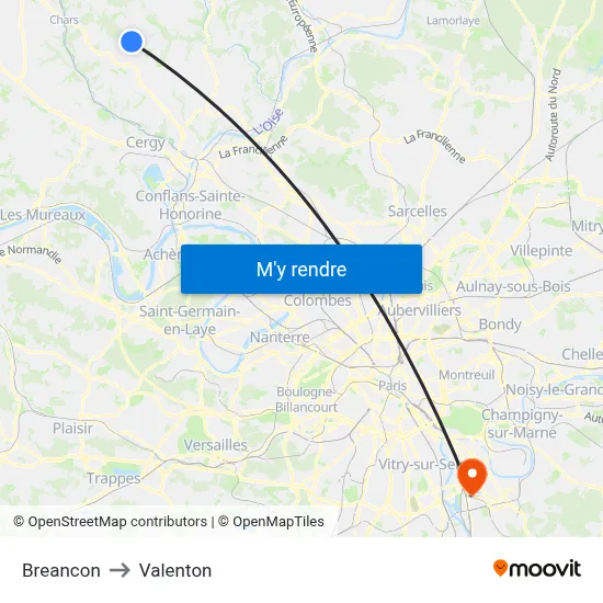 Breancon to Valenton map